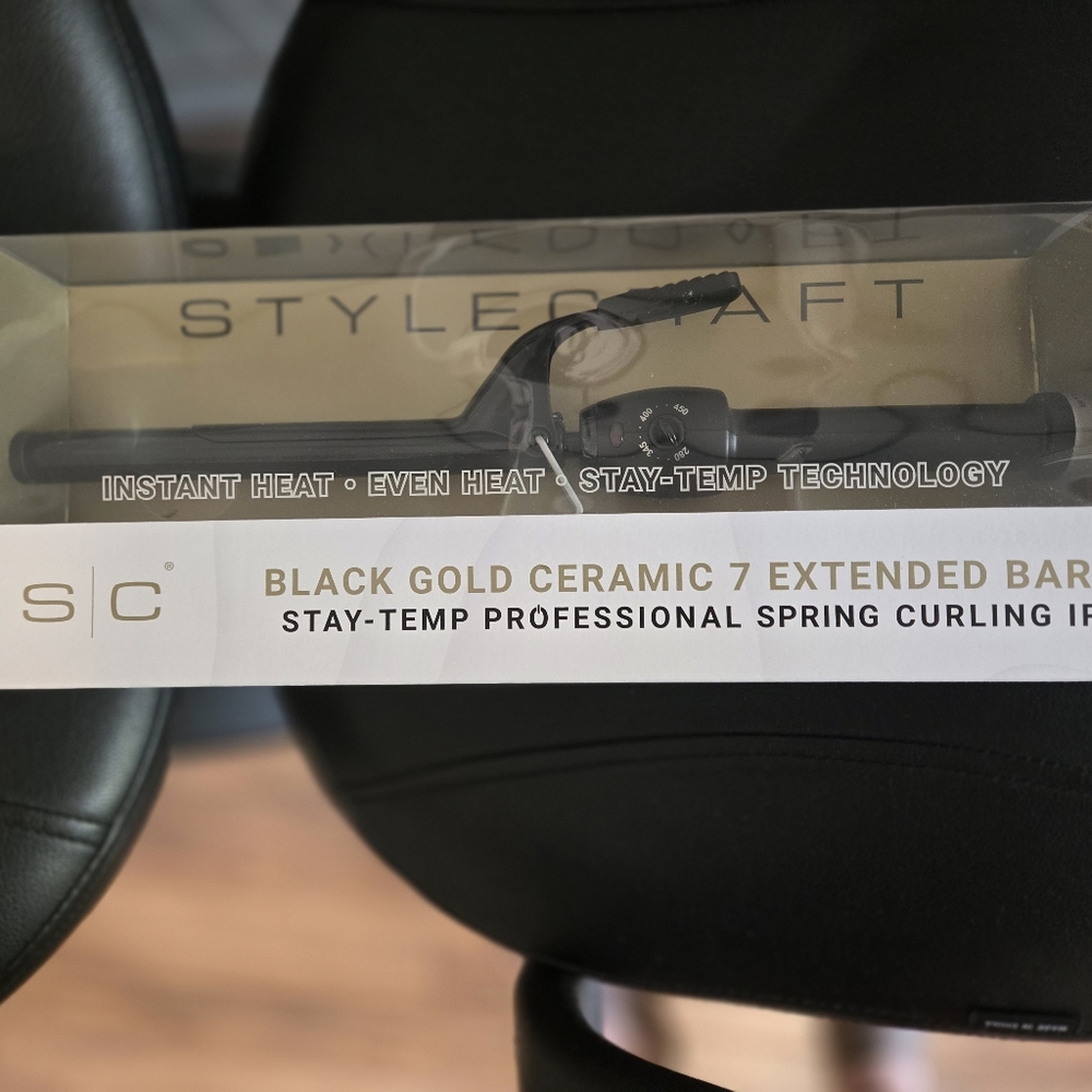 StyleCraft Black & Gold Ceramic 1" Spring Curling Iron